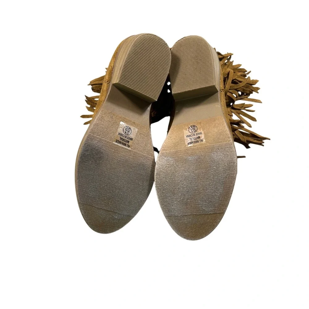 Soda Fringe Ankle Boots Womens 8.5 Brown Western Boho Festival Booties‎